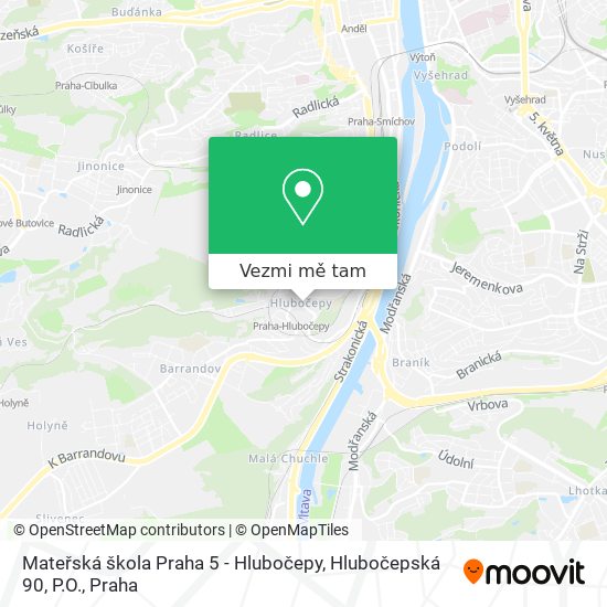 Mateřská škola Praha 5 - Hlubočepy, Hlubočepská 90, P.O. mapa