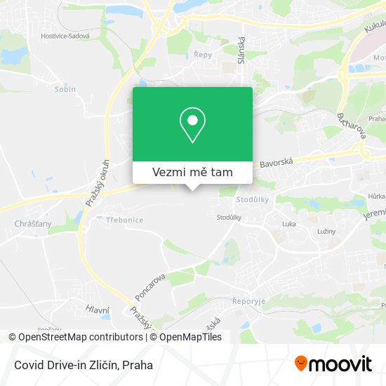 Covid Drive-in Zličín mapa