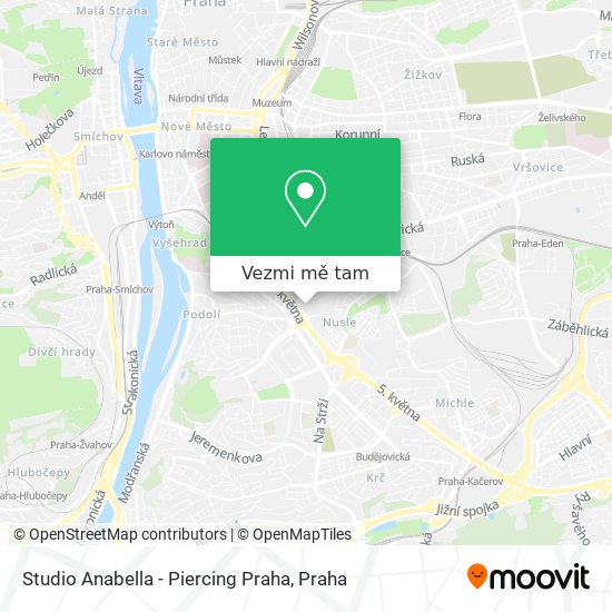 Studio Anabella - Piercing Praha mapa