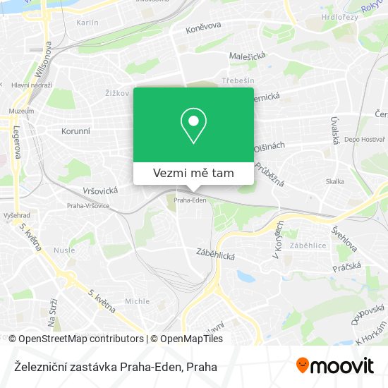 Železniční zastávka Praha-Eden mapa