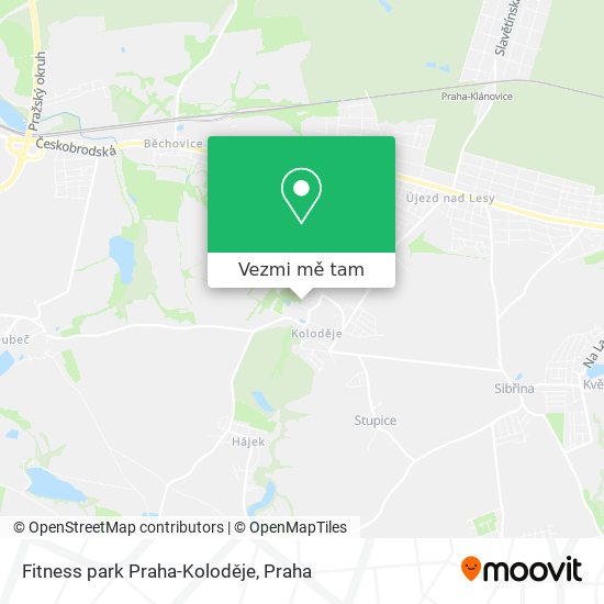 Fitness park Praha-Koloděje mapa