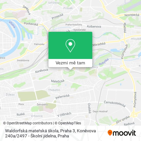 Waldorfská mateřská škola, Praha 3, Koněvova 240a / 2497 - Školní jídelna mapa