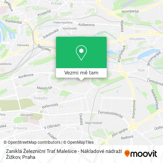 Zaniklá Železniční Trať Malešice - Nákladové nádraží Žižkov mapa