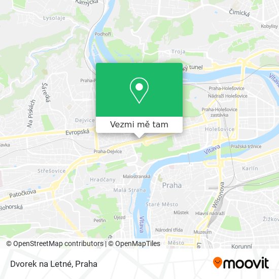 Dvorek na Letné mapa