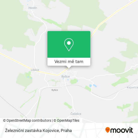 Železniční zastávka Kojovice mapa