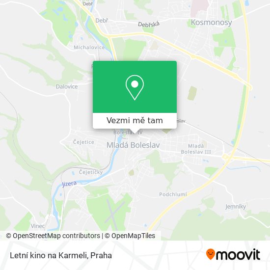Letní kino na Karmeli mapa