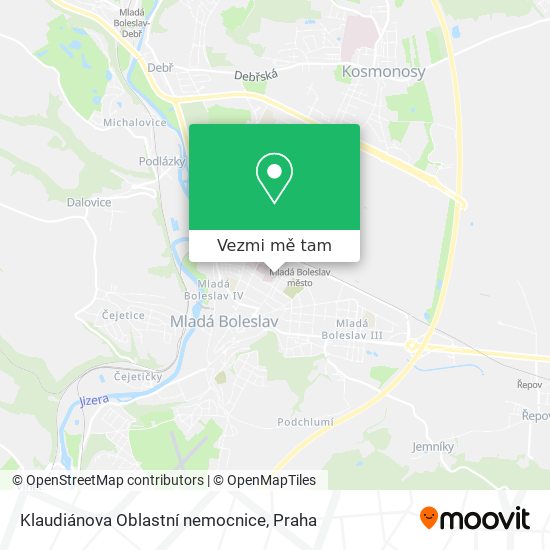 Klaudiánova Oblastní nemocnice mapa