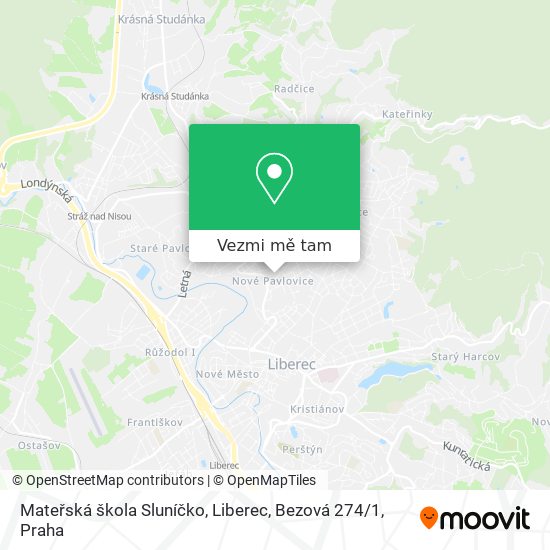 Mateřská škola Sluníčko, Liberec, Bezová 274 / 1 mapa