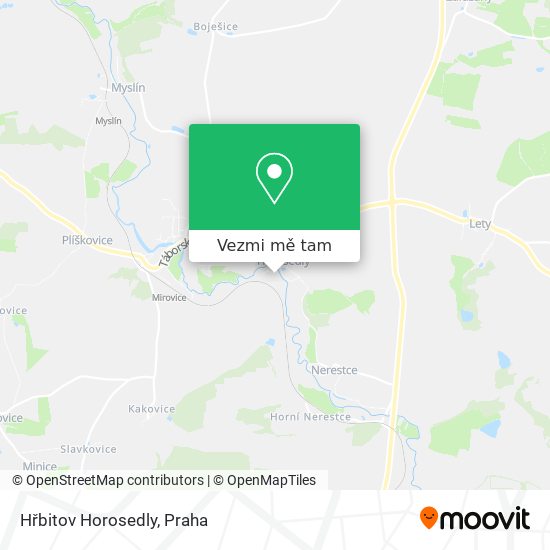 Hřbitov Horosedly mapa
