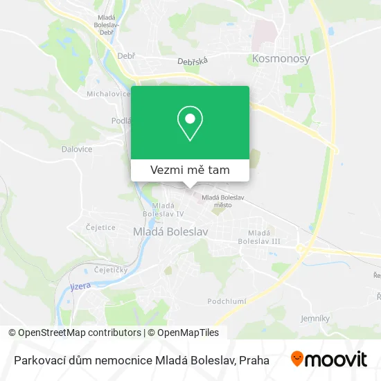 Parkovací dům nemocnice Mladá Boleslav mapa