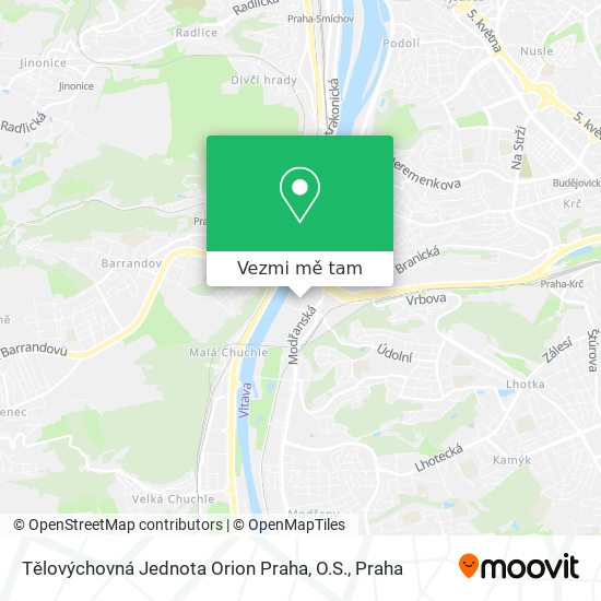 Tělovýchovná Jednota Orion Praha, O.S. mapa