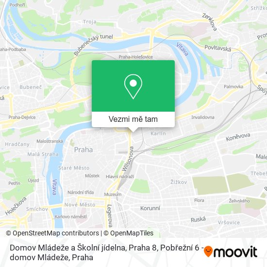 Domov Mládeže a Školní jídelna, Praha 8, Pobřežní 6 - domov Mládeže mapa