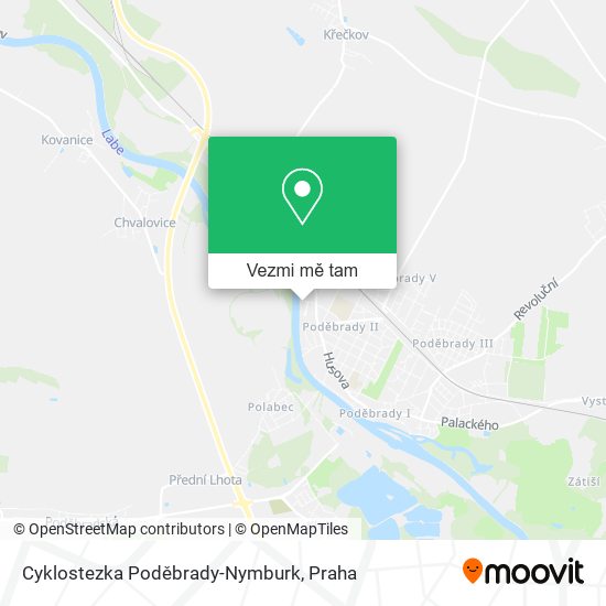 Cyklostezka Poděbrady-Nymburk mapa
