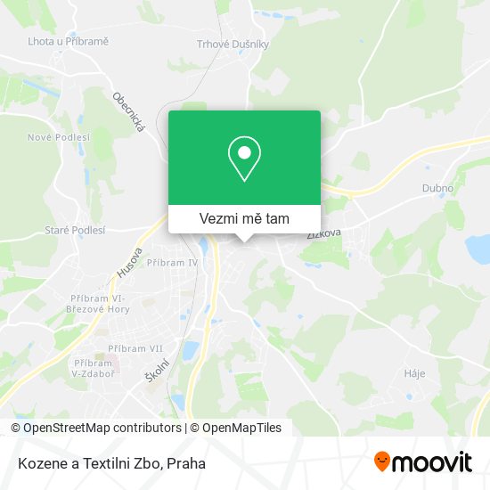 Kozene a Textilni Zbo mapa