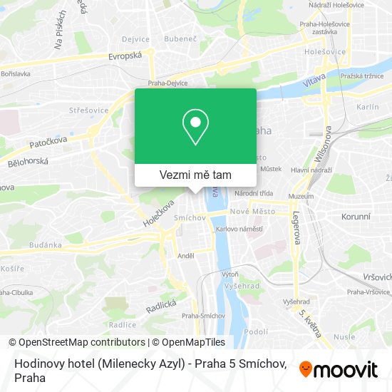 Hodinovy hotel (Milenecky Azyl) - Praha 5 Smíchov mapa