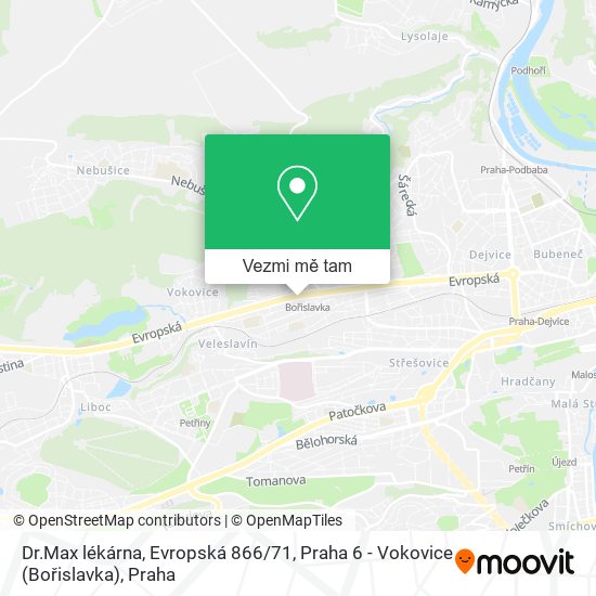 Dr.Max lékárna, Evropská 866 / 71, Praha 6 - Vokovice (Bořislavka) mapa