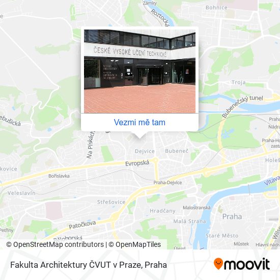 Fakulta Architektury ČVUT v Praze mapa
