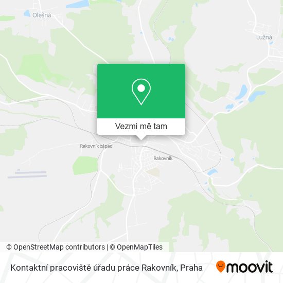 Kontaktní pracoviště úřadu práce Rakovník mapa