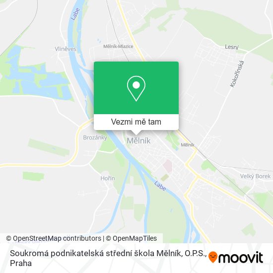 Soukromá podnikatelská střední škola Mělník, O.P.S. mapa