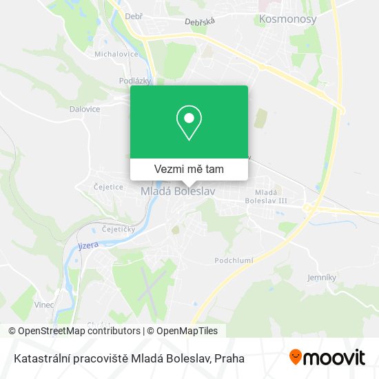 Katastrální pracoviště Mladá Boleslav mapa