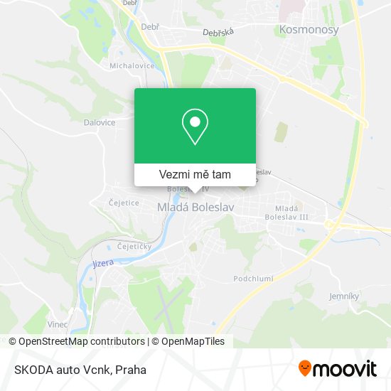 SKODA auto Vcnk mapa