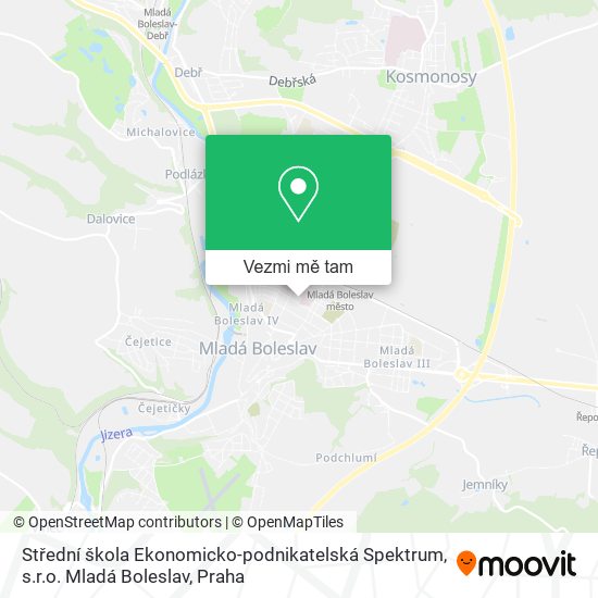 Střední škola Ekonomicko-podnikatelská Spektrum, s.r.o. Mladá Boleslav mapa