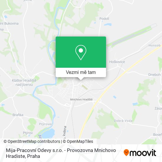 Mija-Pracovní Odevy s.r.o. - Provozovna Mnichovo Hradiste mapa