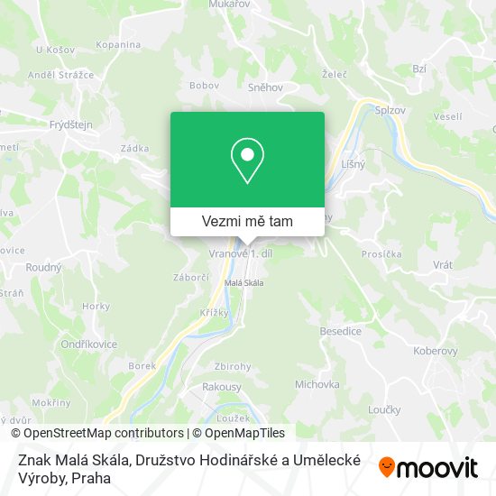 Znak Malá Skála, Družstvo Hodinářské a Umělecké Výroby mapa