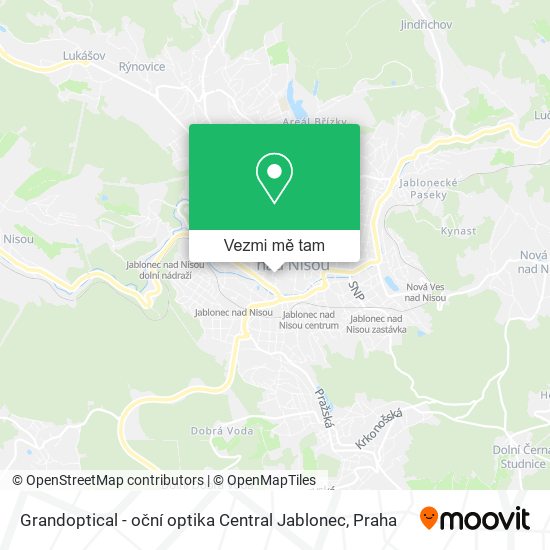 Grandoptical - oční optika Central Jablonec mapa