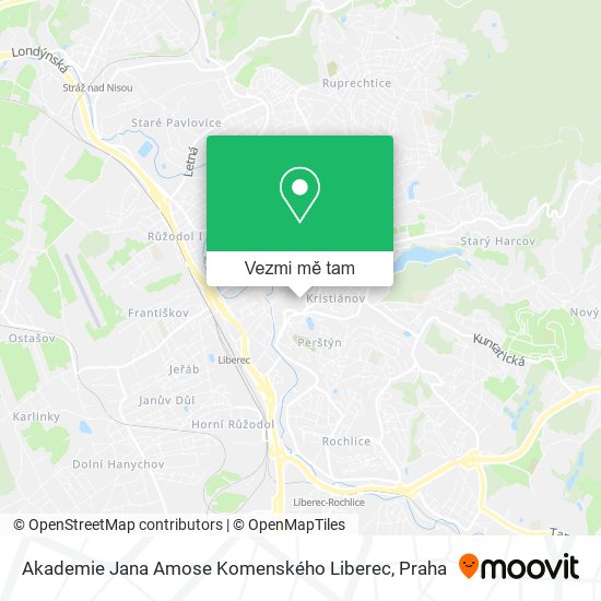 Akademie Jana Amose Komenského Liberec mapa