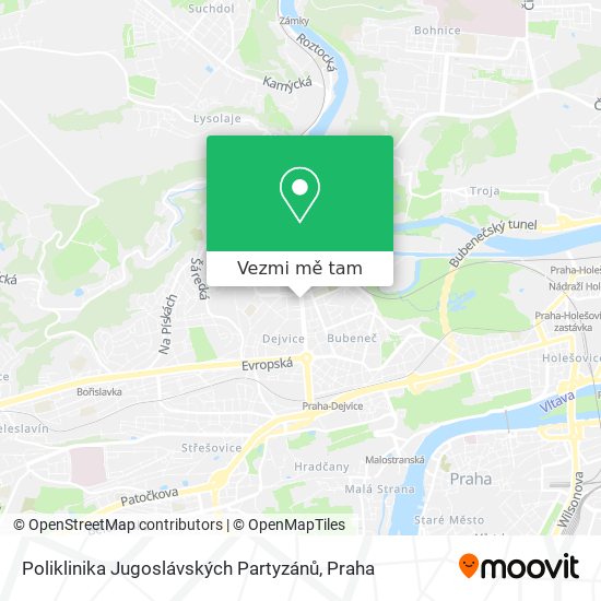 Poliklinika Jugoslávských Partyzánů mapa