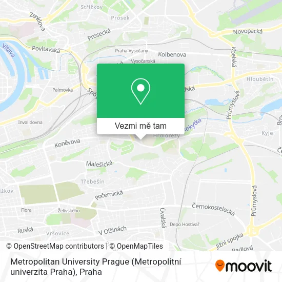 Metropolitan University Prague (Metropolitní univerzita Praha) mapa