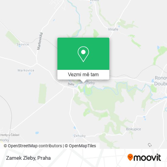 Zamek Zleby mapa