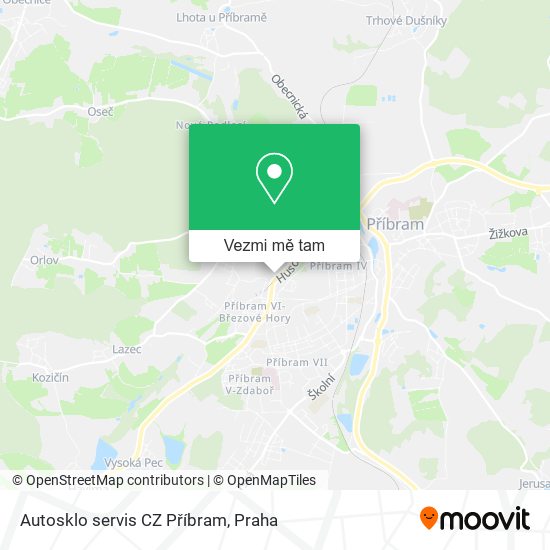 Autosklo servis CZ Příbram mapa