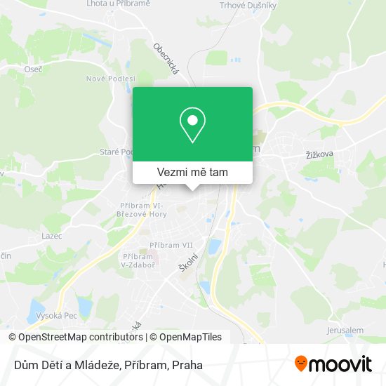 Dům Dětí a Mládeže, Příbram mapa