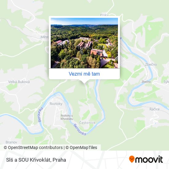 Slš a SOU Křivoklát mapa