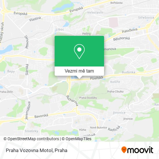 Praha Vozovna Motol mapa