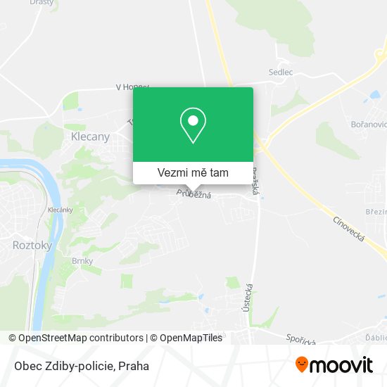 Obec Zdiby-policie mapa