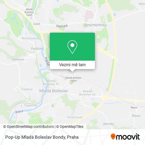 Pop-Up Mladá Boleslav Bondy mapa