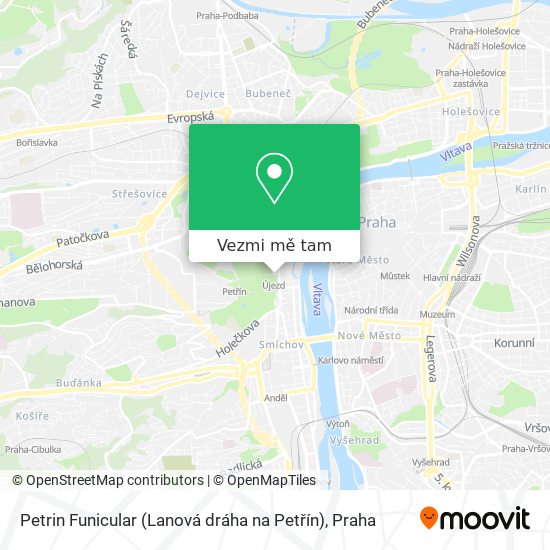 Petrin Funicular (Lanová dráha na Petřín) mapa