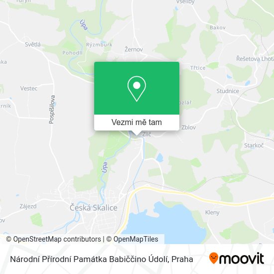 Národní Přírodní Památka Babiččino Údolí mapa
