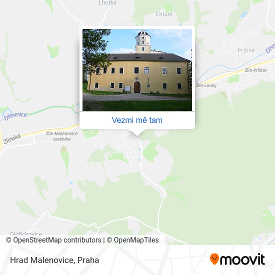 Hrad Malenovice mapa