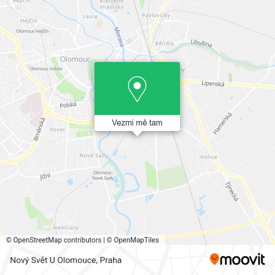 Nový Svět U Olomouce mapa