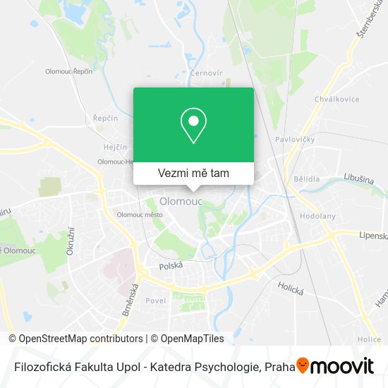 Filozofická Fakulta Upol - Katedra Psychologie mapa