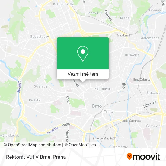 Rektorát Vut V Brně mapa