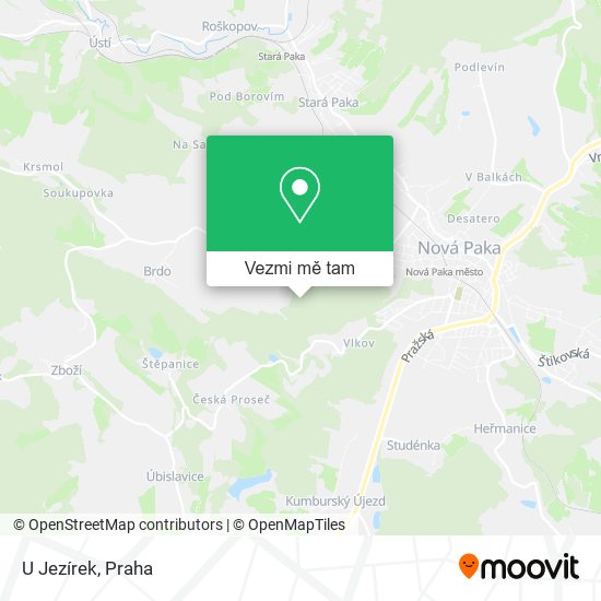 U Jezírek mapa