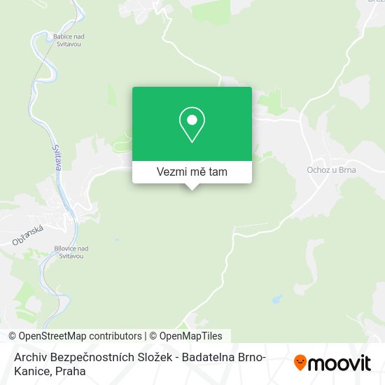 Archiv Bezpečnostních Složek - Badatelna Brno-Kanice mapa