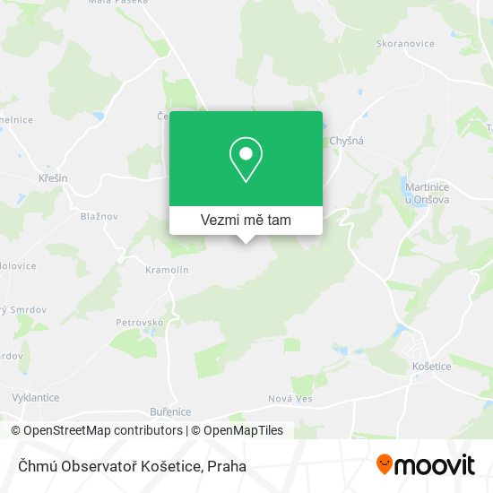 Čhmú Observatoř Košetice mapa