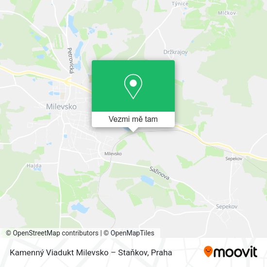 Kamenný Viadukt Milevsko – Staňkov mapa