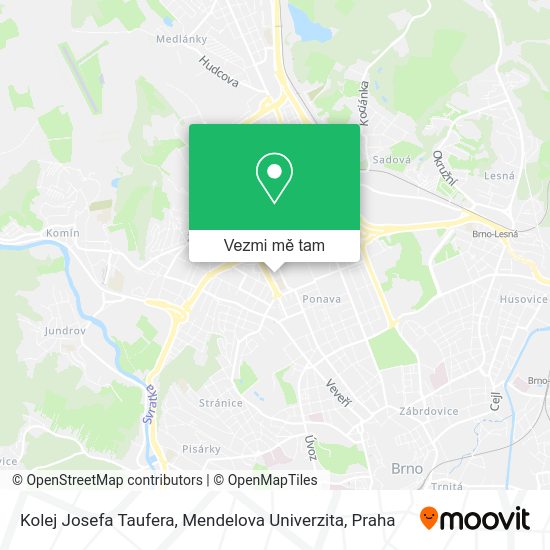 Kolej Josefa Taufera, Mendelova Univerzita mapa